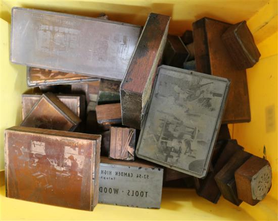 A collection of copper printing blocks, etc.